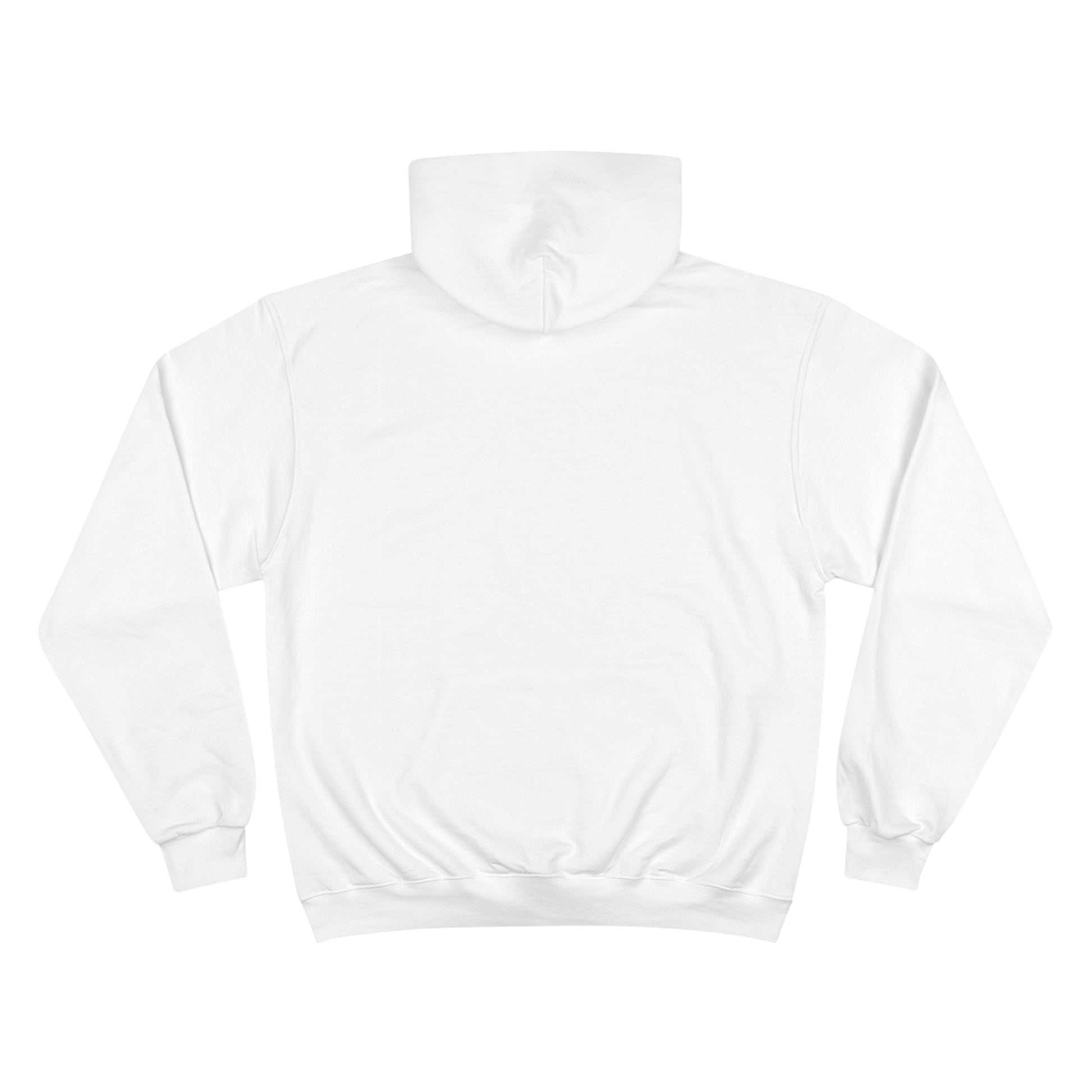 Back view of the Champion S700 Eco Hoodie in white, showcasing its clean and simple design.