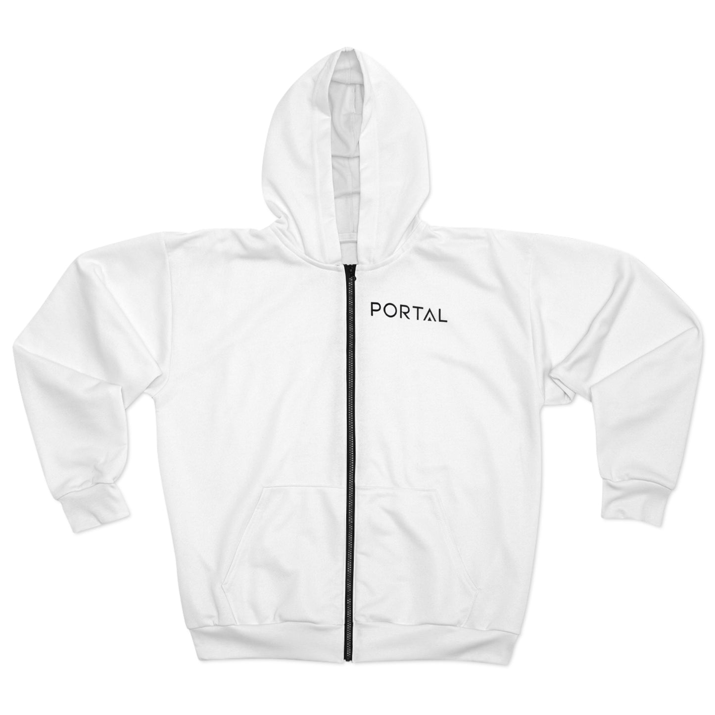 Unisex Custom Cut All-Over Print Zip Hoodie with Front Pockets | Portal Clothing